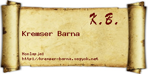 Kremser Barna névjegykártya